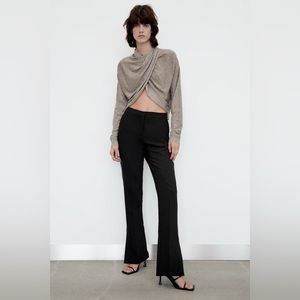 NWT Zara Flared Slit Bootcut Pants Black